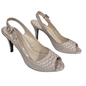 Talbots Malina3-N Clay Reptile Leather Slingback High Heel Sz 9AA NEW in BOX